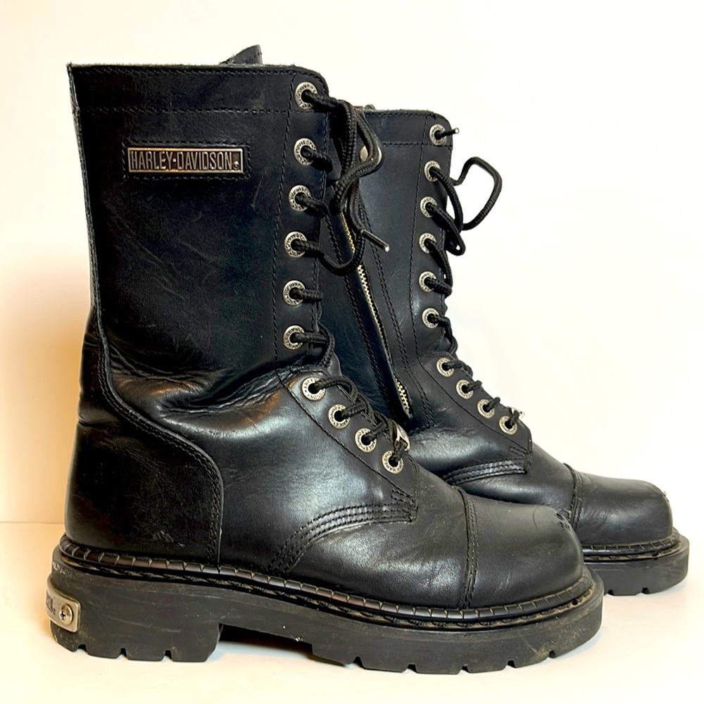 Harley-Davidson Women's Black Leather Lace Up Boots